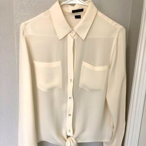 Theory ivory silk blouse